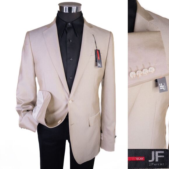 J. Ferrar Other - J Ferrar Blazer Mens 40L Slim Beige Sport Suit Coat Jacket Blazer 2 Button